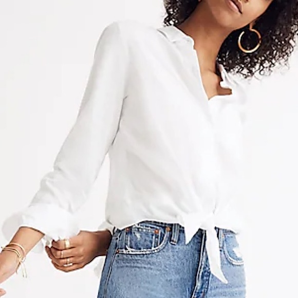 Madewell Tops - Madewell White Tie-Front Shirt in white size medium